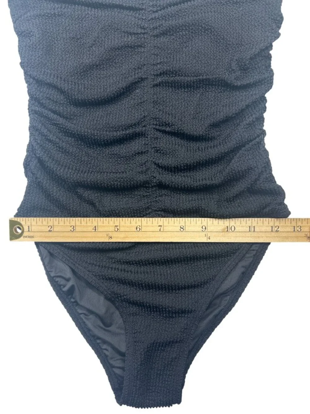NWT Milly Women's S Black Textured Ruched Strapless One-Piece Swimsuit Chic